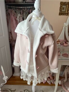 Pink Faux-Shearling Hooded Coat - Soft Pink